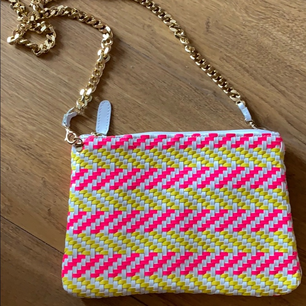 Alejandrina’s braided clutch pink yellow NEW